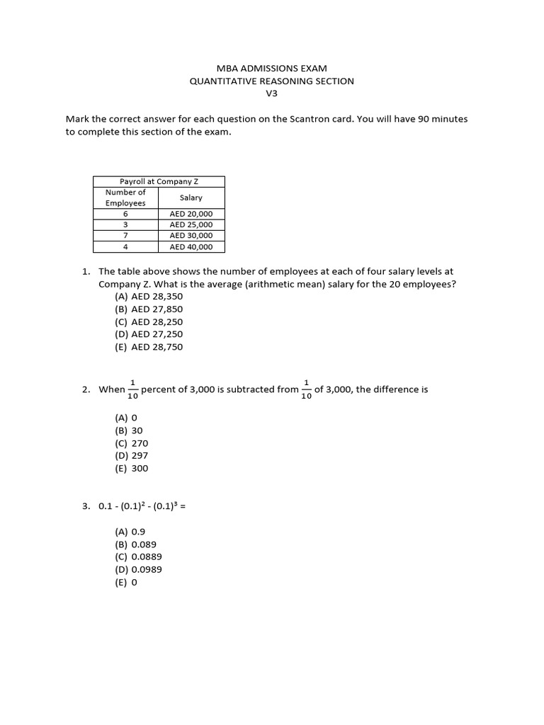 MBA Admissions Exam Sample | PDF | Tsunami | Light Emitting Diode