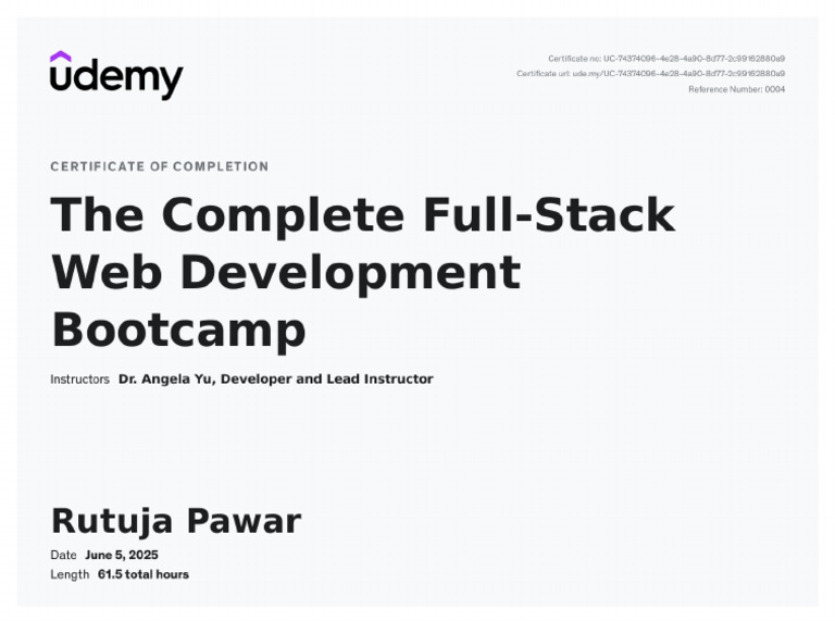 Udemy Certificate | PDF