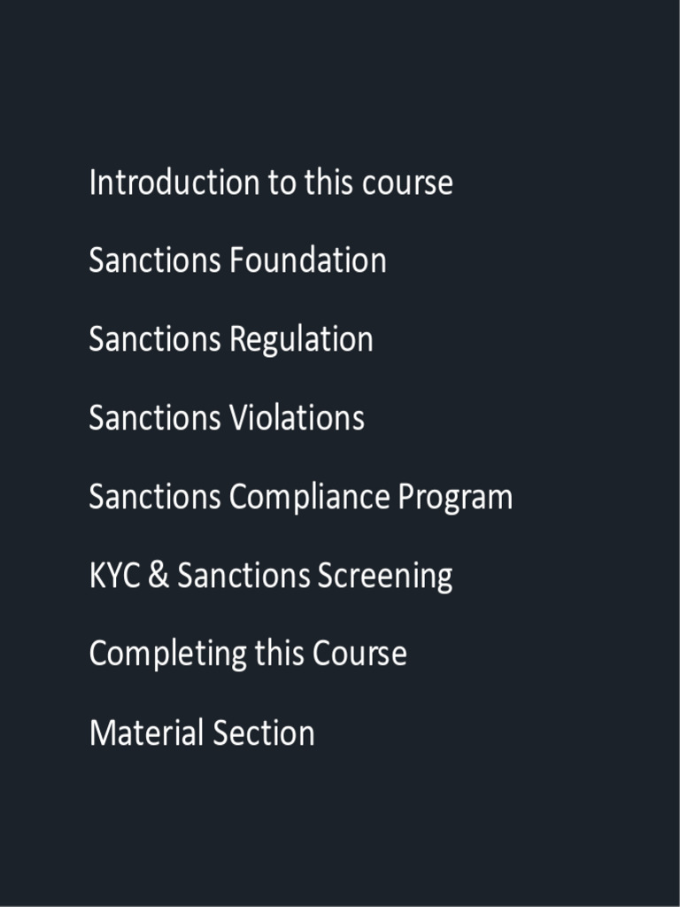 Understanding Sanctions Compliance | PDF | International Sanctions ...