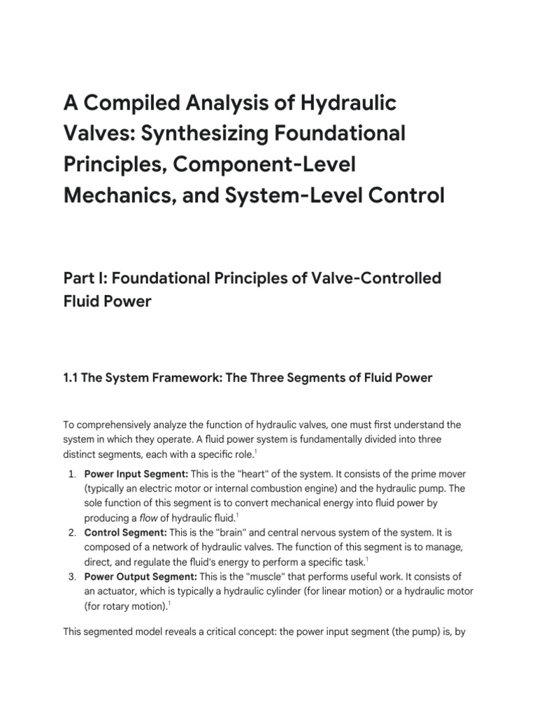 Hydraulic Valves: Principles & Control | PDF | Valve | Pump