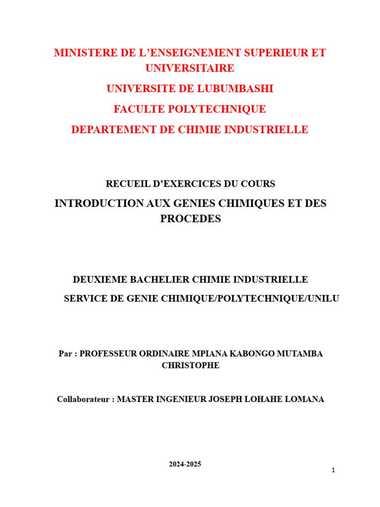 Exercices de Génie Chimique et Procédés | PDF | Chaleur | Réacteur (chimie)