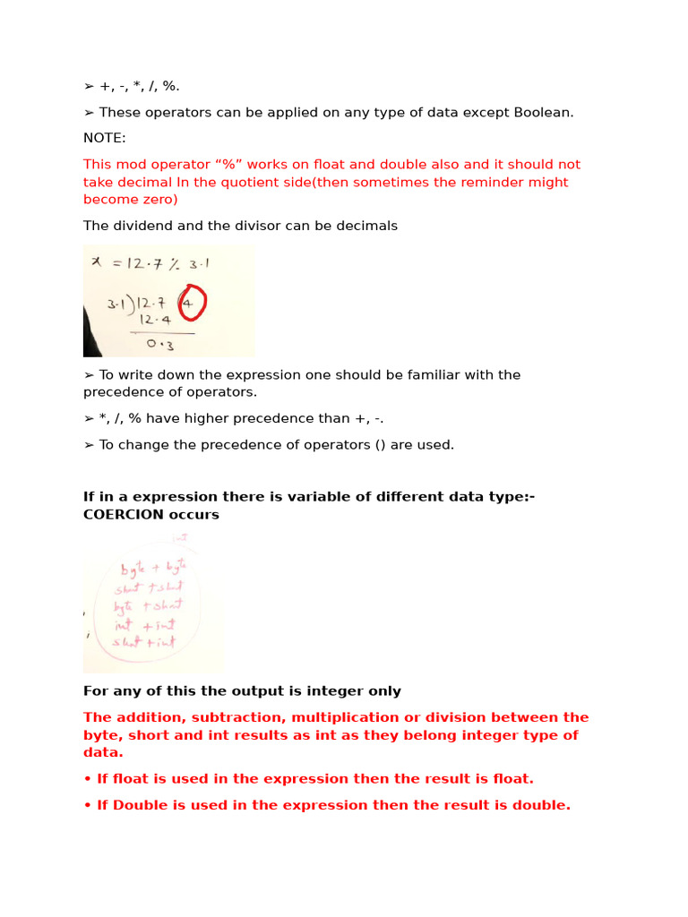 Java Data Type Operations Explained | PDF | Integer (Computer Science ...