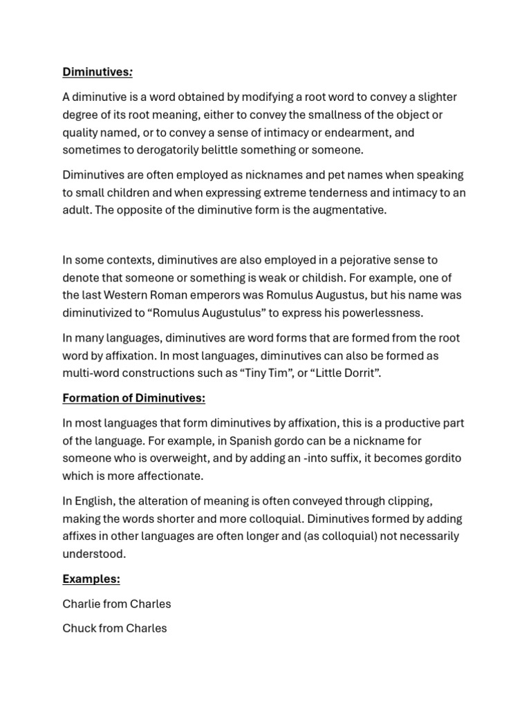 Diminutives | PDF | Gender | Gender Studies