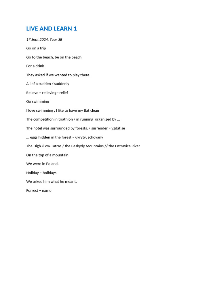 Live and Learn 1 | PDF
