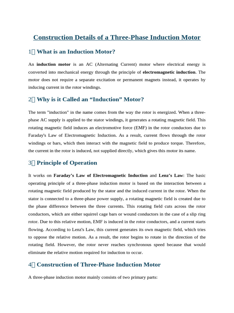 Three Phase Induction Motor | PDF | Electric Motor | Electromagnetic ...
