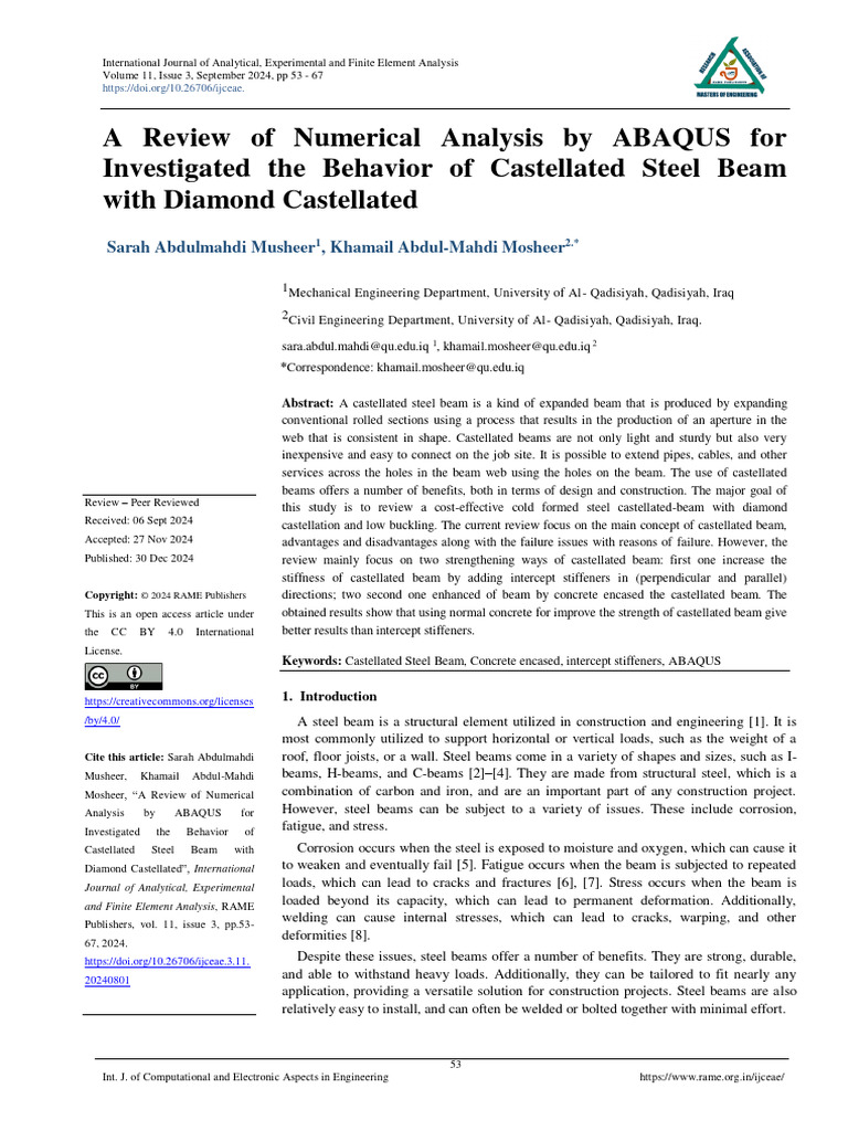 Review of Castellated Steel Beams Analysis | PDF | Buckling | Beam ...
