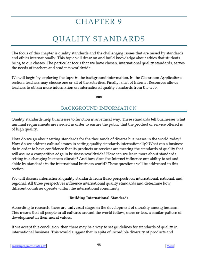 International Quality Standards Overview | PDF | Value (Ethics ...