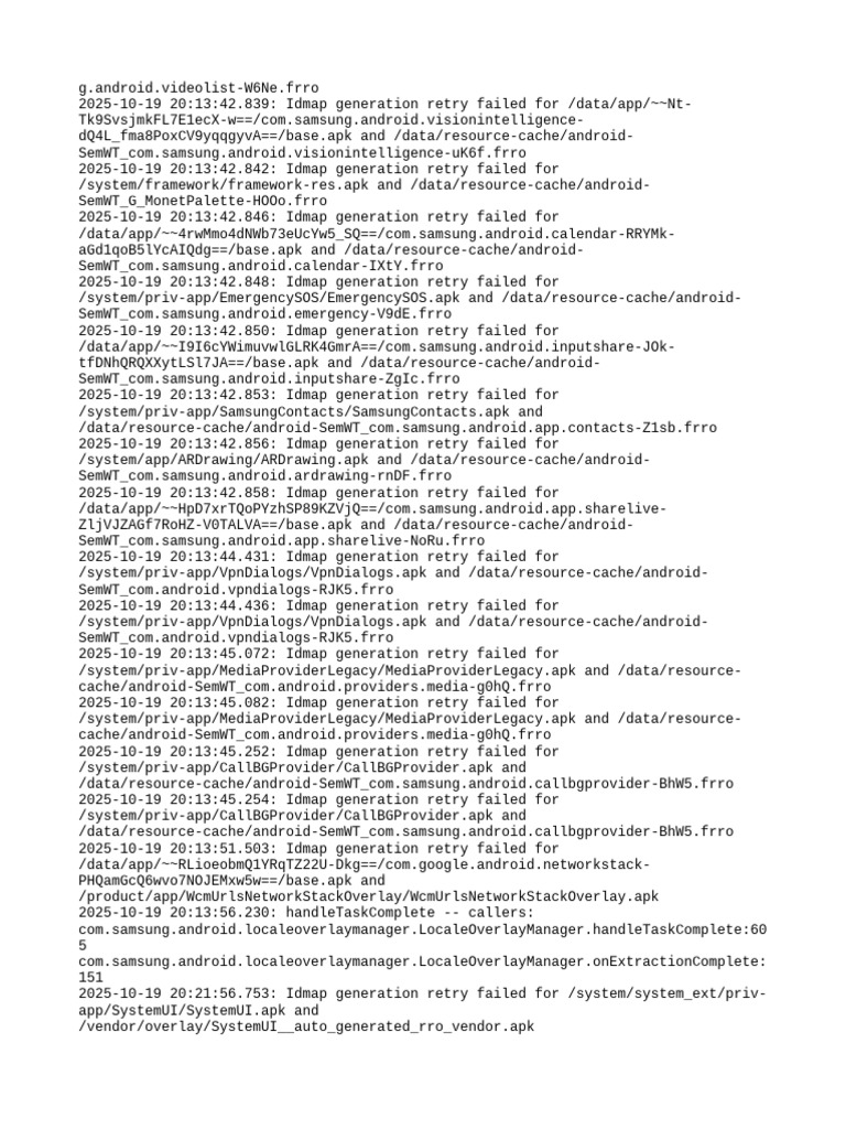 Idmap Generation Failures Log | PDF | Android (Robot) | Windows Nt