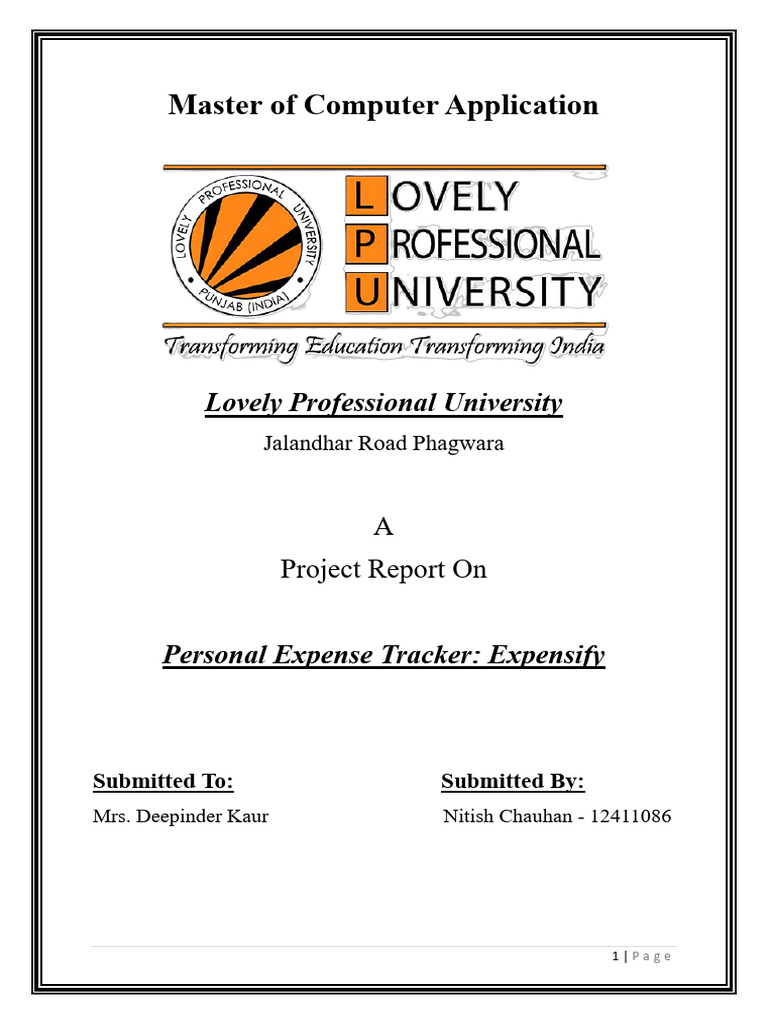 Personal Expense Tracker Project Report | PDF | Http Cookie | Databases