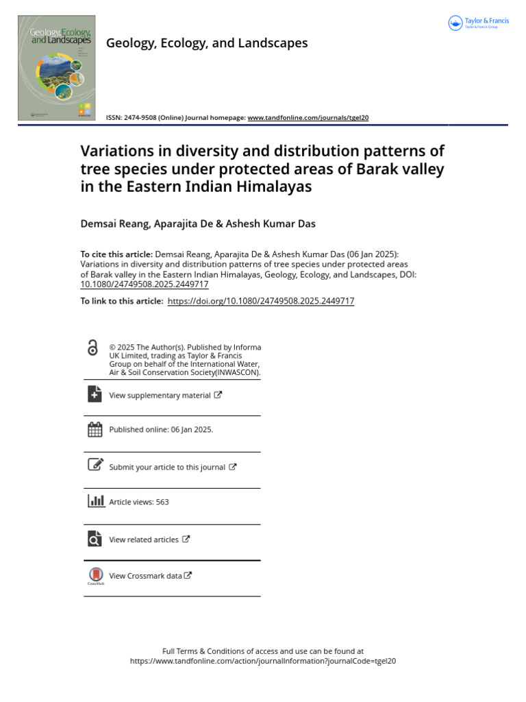 Variations in Diversity and Distribution Patterns of Tree Species Under ...