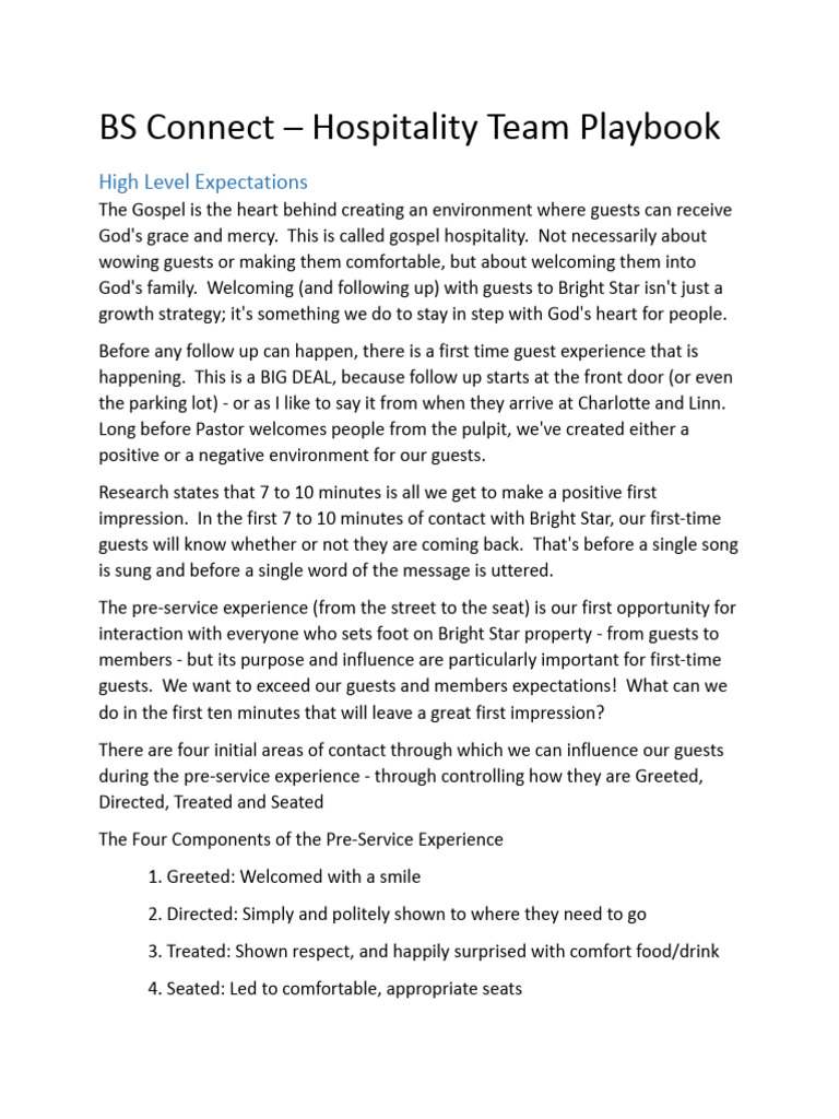 BS Connect - Guest Services Playbook | PDF | Jesus