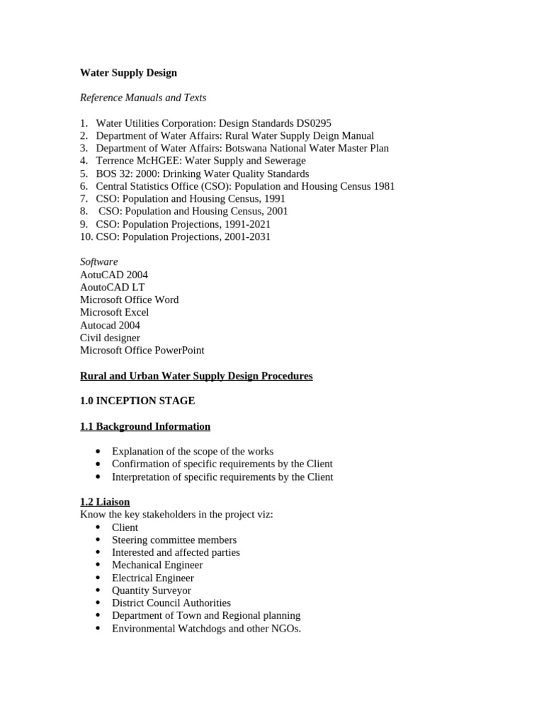 Water Supply Design | PDF | Valve | Road