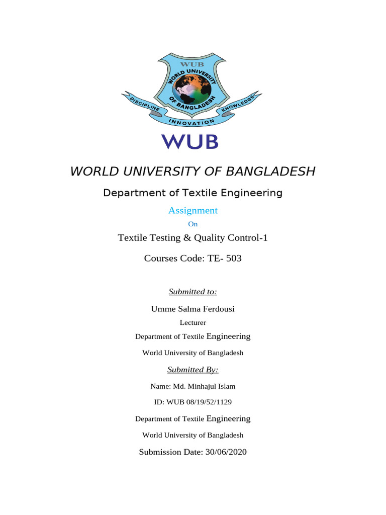 Textile Tsting Assignment | PDF