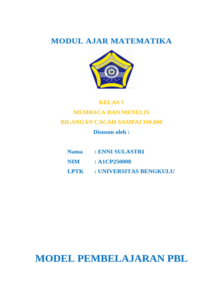 Modul Ajar Bilangan Cacah Kelas 5 | PDF