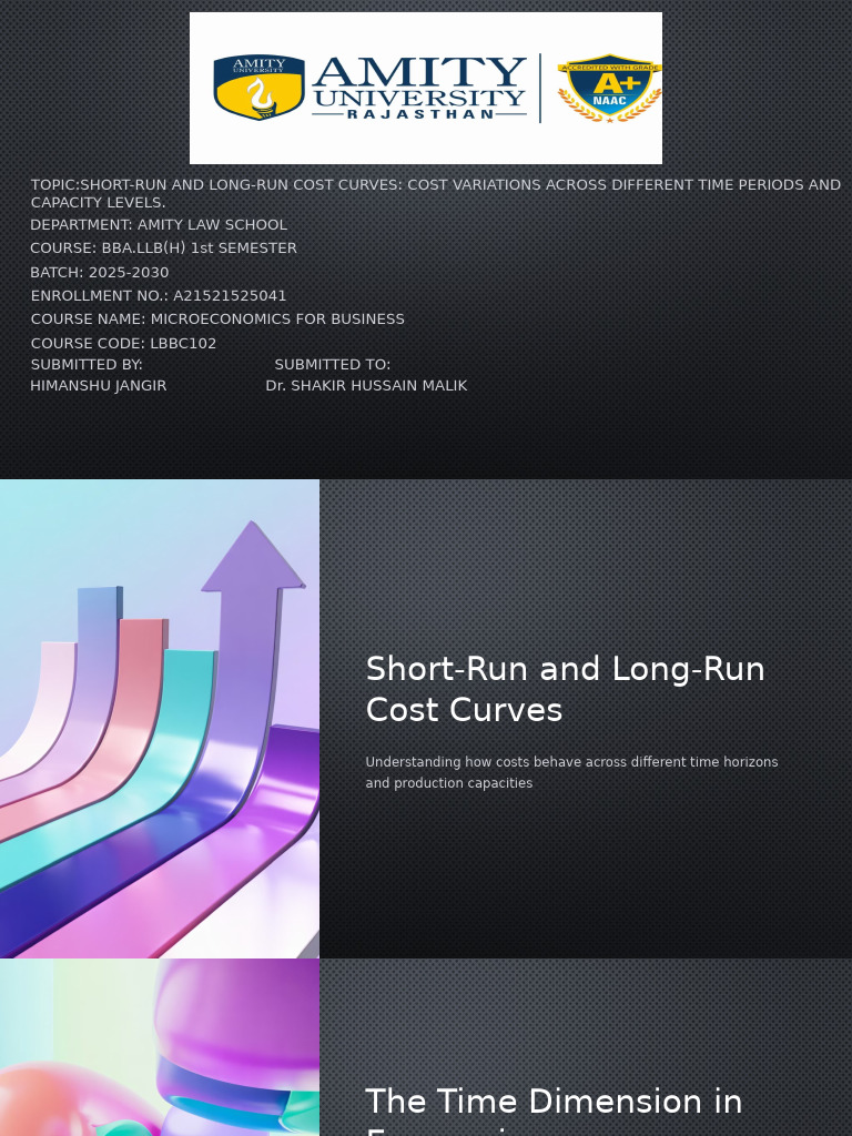 Topicshort Run and Long Run Cost Curves Cost Variations Across ...