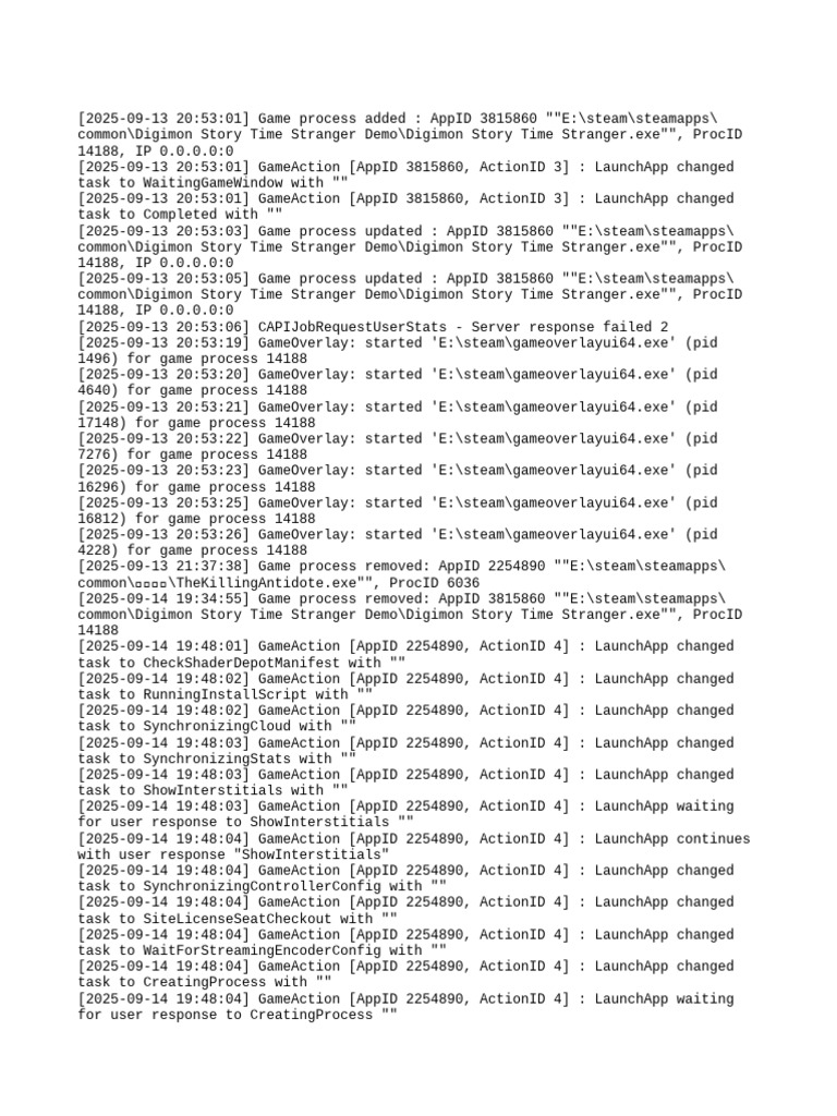 Steam Game Process Logs Analysis | PDF | Software | System Software