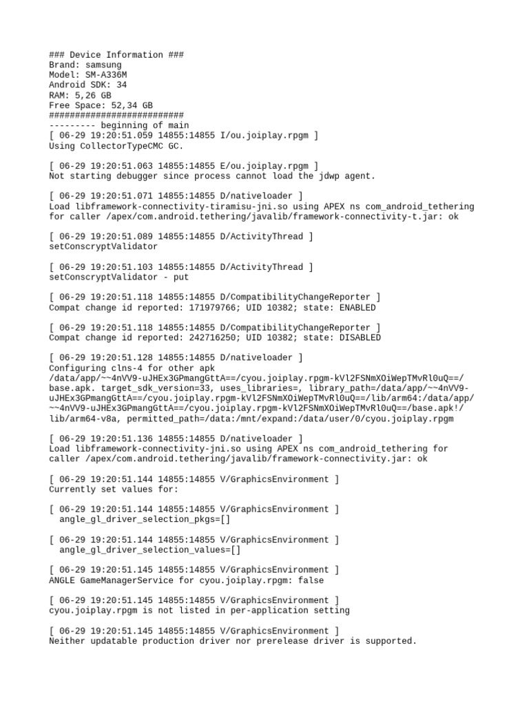 Samsung SM-A336M Device Log Analysis | PDF | Arm Architecture | Computing