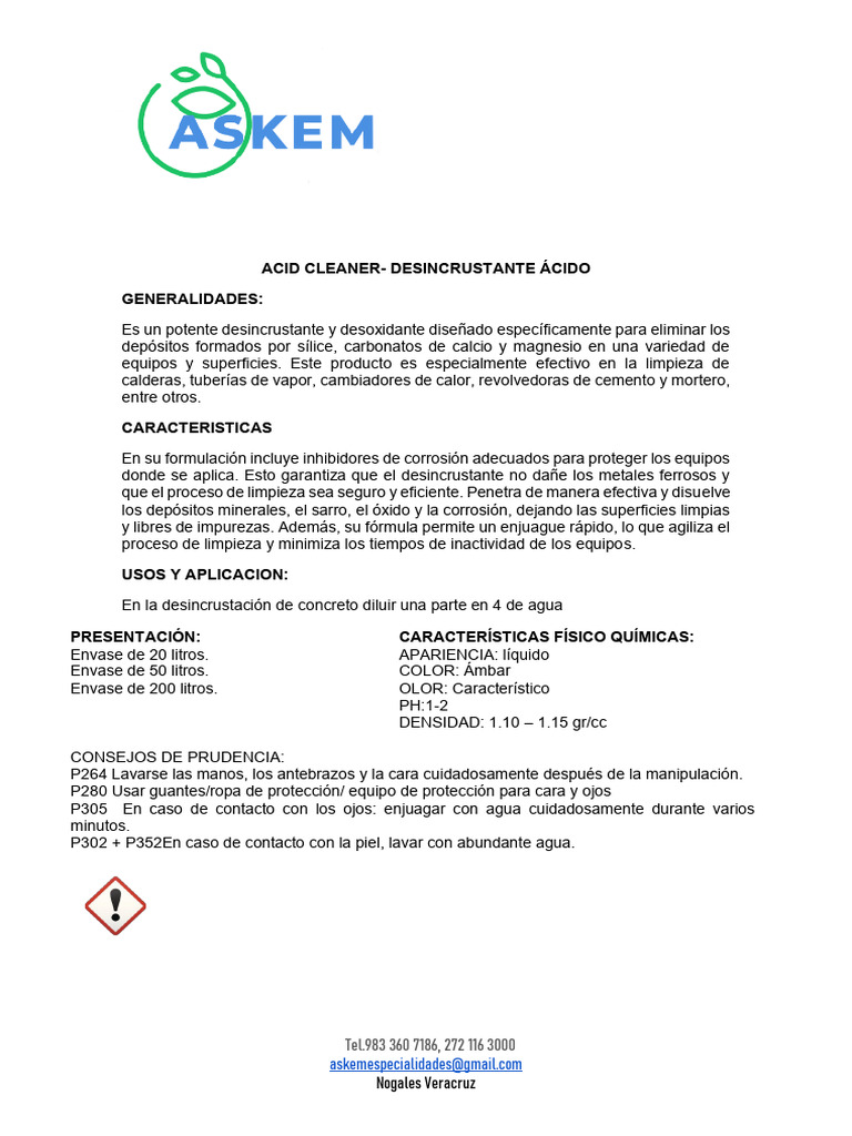 FT Acid Cleaner | PDF