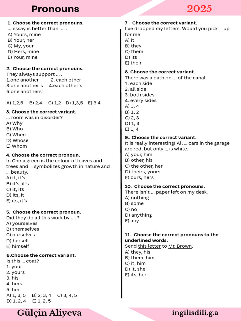 Pronoun Usage Exercises and Answers | PDF | Chess | Chess Theory