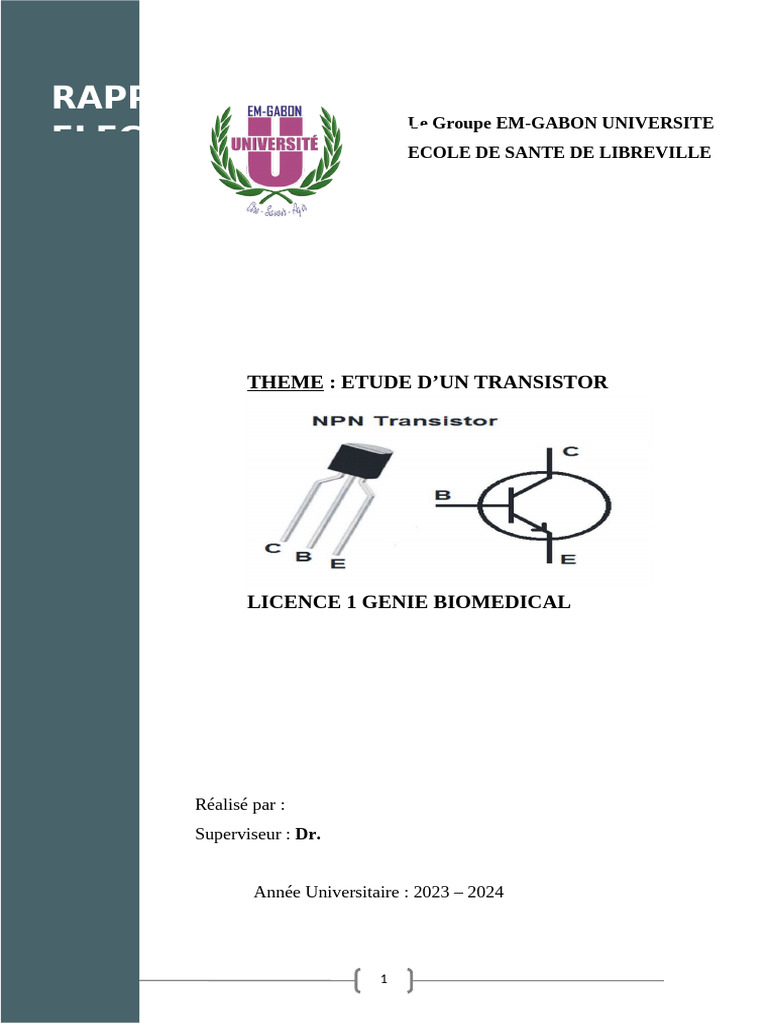 Étude des Transistors BJT en Électrotechnique | PDF | Transistor ...