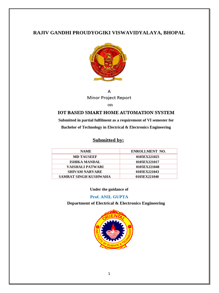 IoT Smart Home Automation Project Report | PDF | Home Automation ...