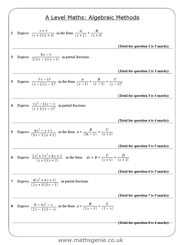 Partial Fractions and Proofs in Algebra | PDF | Numbers | Mathematical ...
