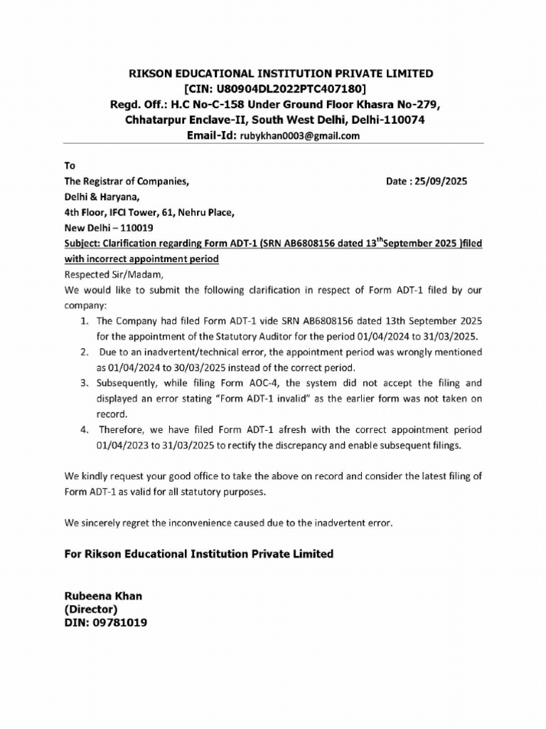 Clarification Letter | PDF