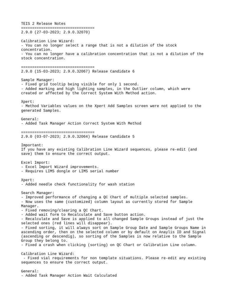 TEIS 2.9.0 Release Notes Summary | PDF | Microsoft Excel | Outlier