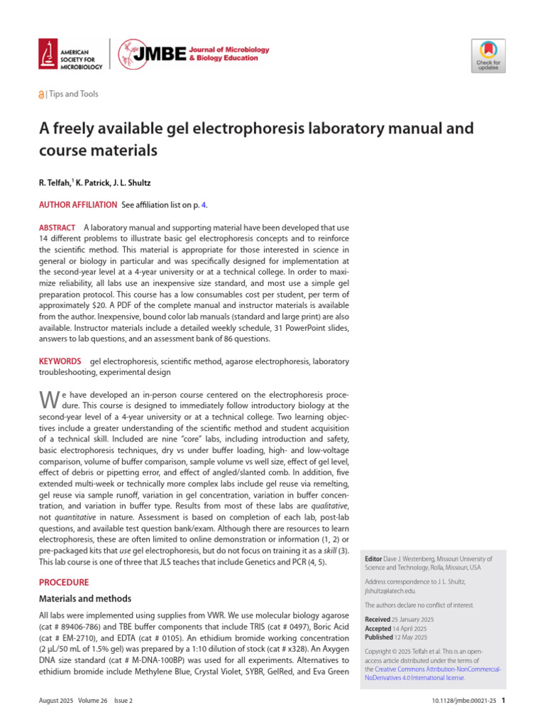 Gel Electrophoresis Lab Manual & Resources | PDF | Agarose Gel ...