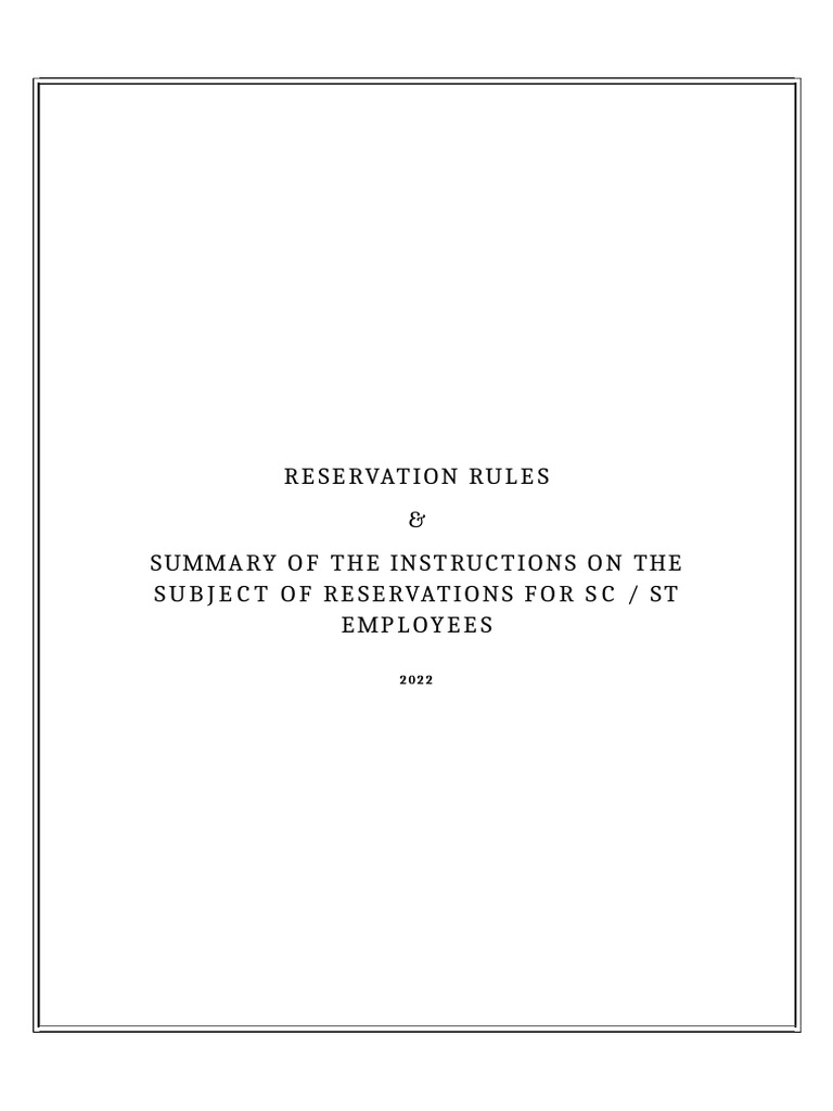SC/ST Reservation Rules and Guidelines | PDF | Politics Of India ...