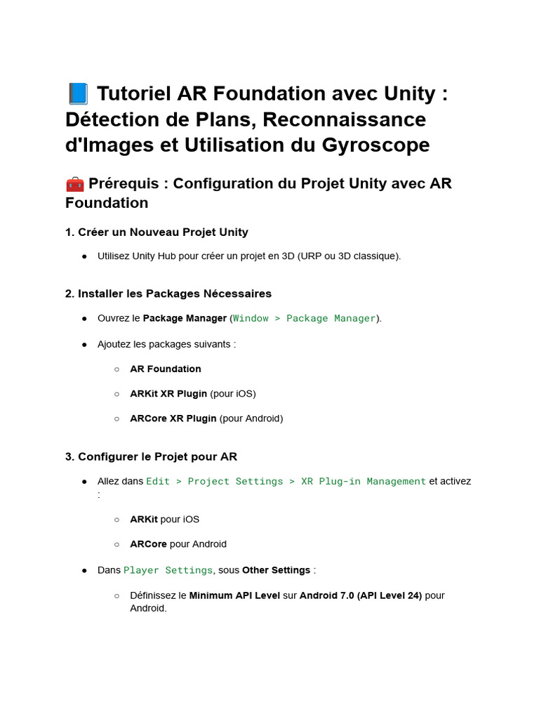 Tutoriel AR avec Unity : Plans et Images | PDF | Logiciel | Informatique