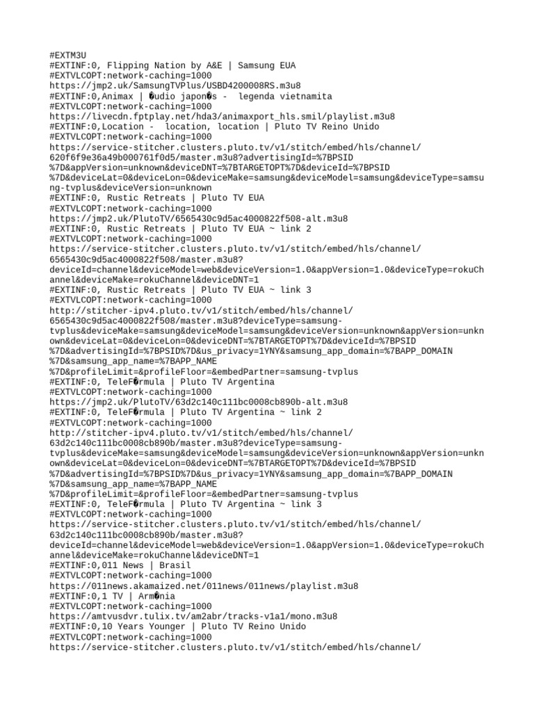 Streaming Links for Pluto TV Channels | PDF | Computer File Formats ...