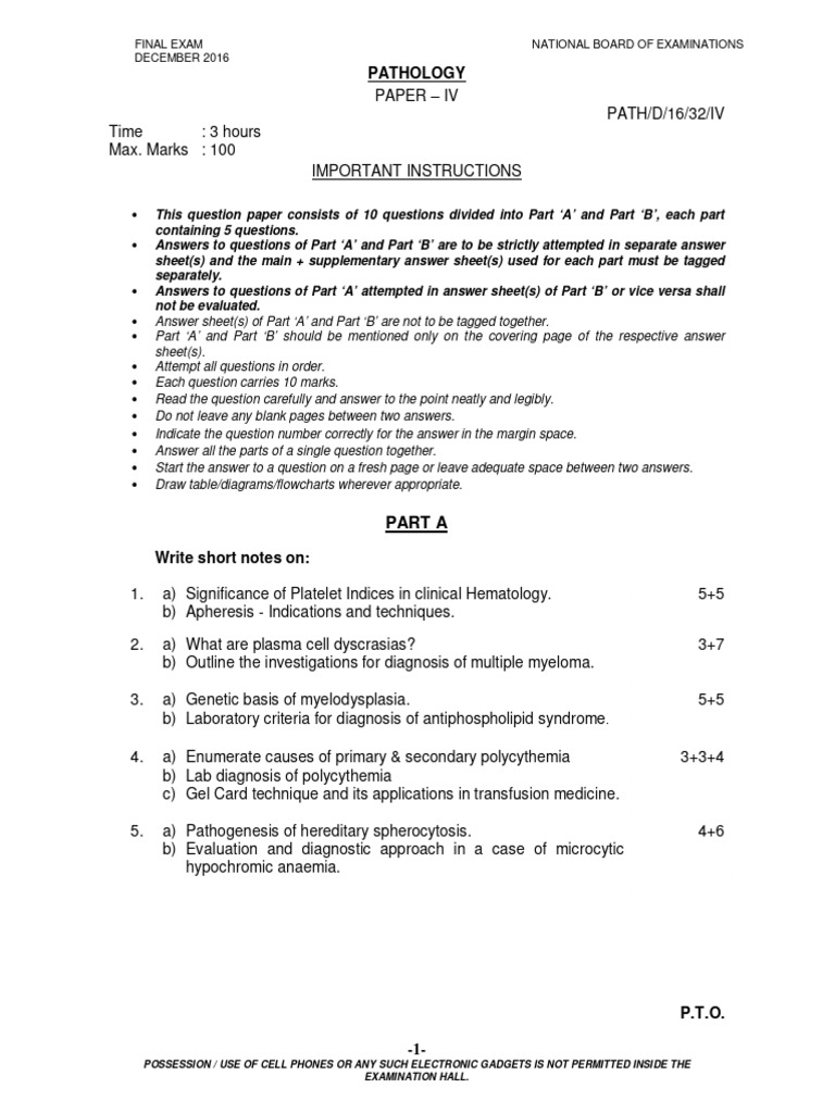Pathology Exam Paper - December 2016 | PDF | Diseases And Disorders ...