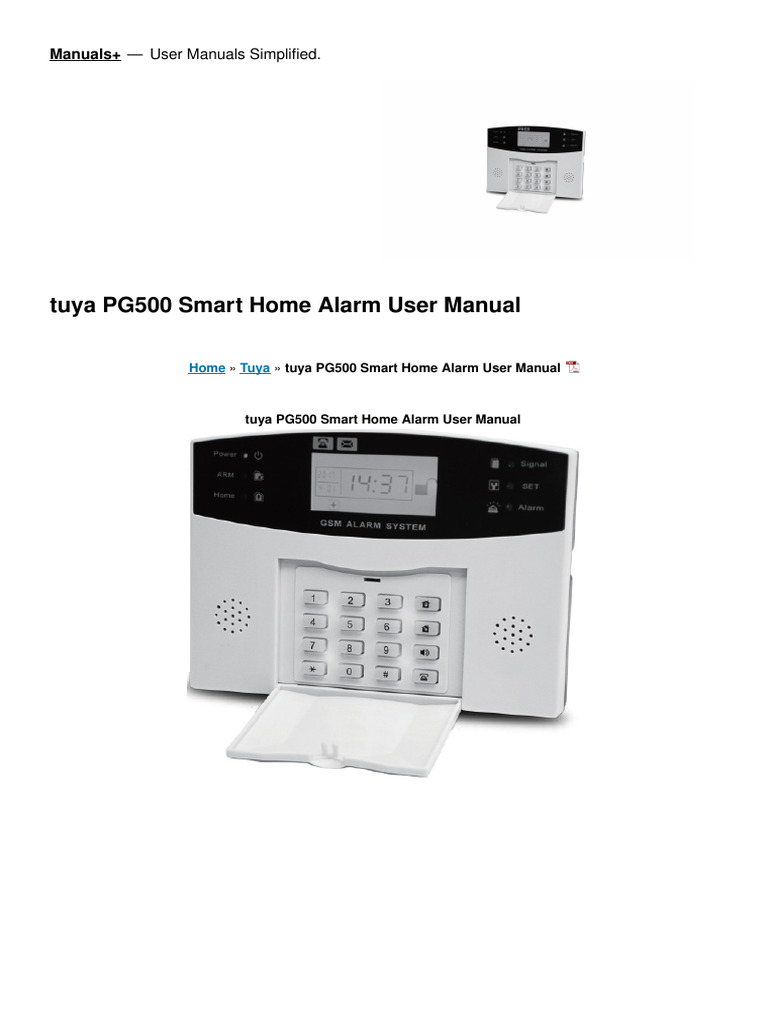 Tuya Pg500 Smart Home Alarm Manual Pdf Mobile App Photo Inspiration