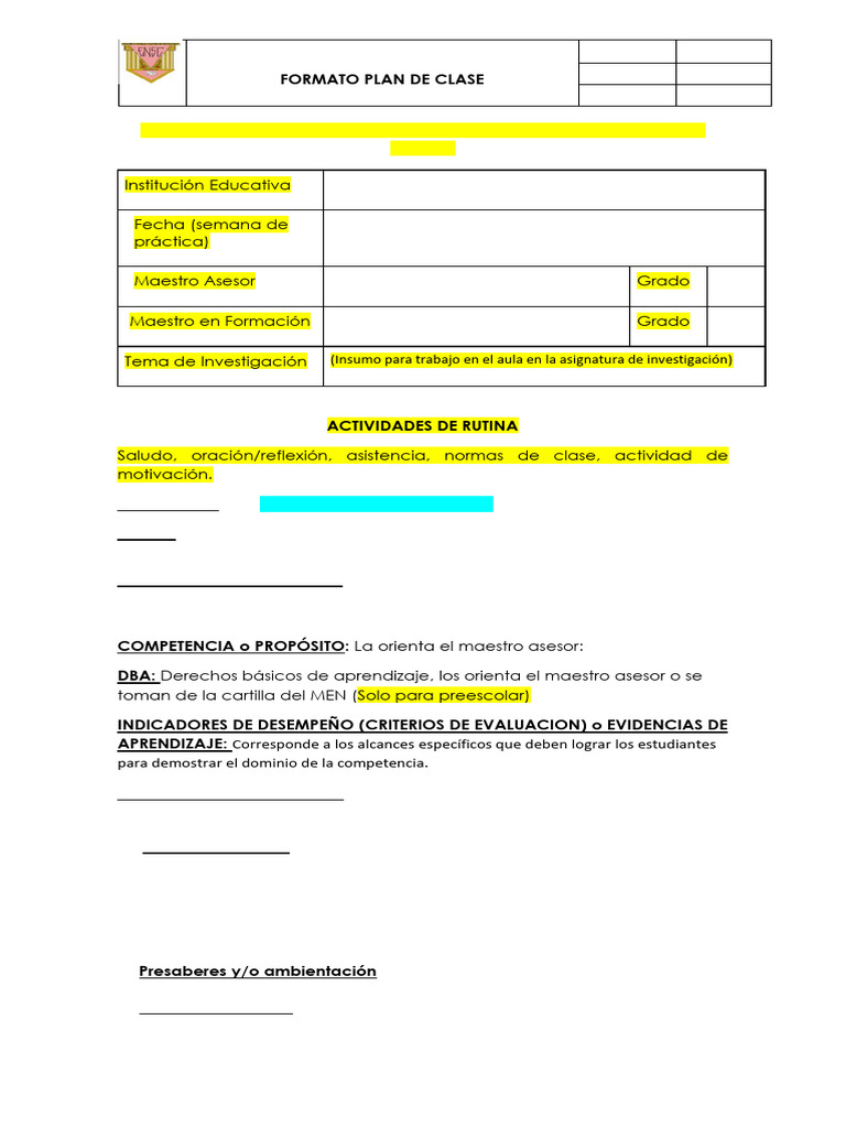 Plan de Clase para Undécimo Grado | PDF | Aprendizaje | Escuelas