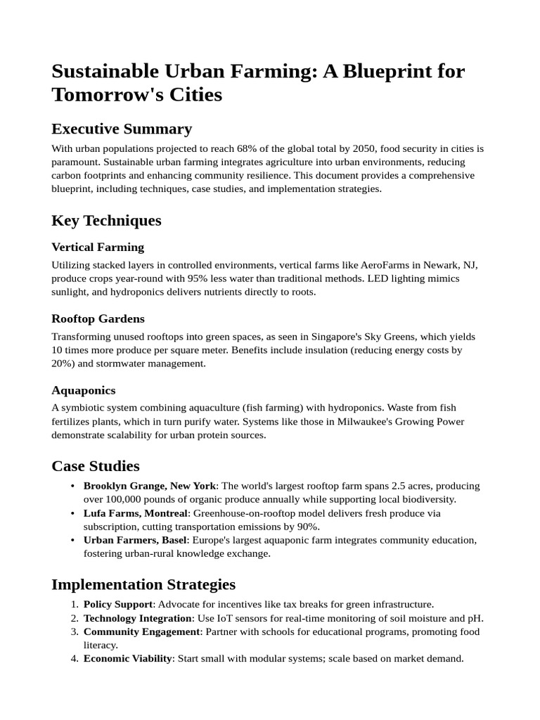 Sustainable Urban Farming | PDF | Urban Agriculture | Agriculture
