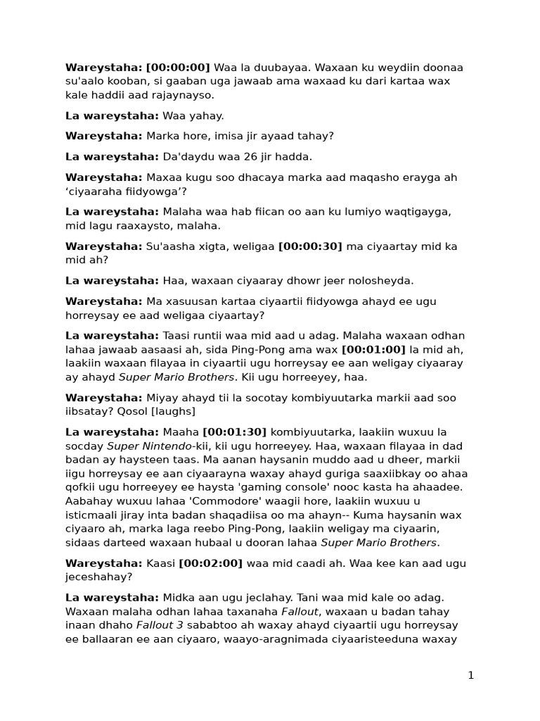 With 30-Second Timestamps (Somali) | PDF