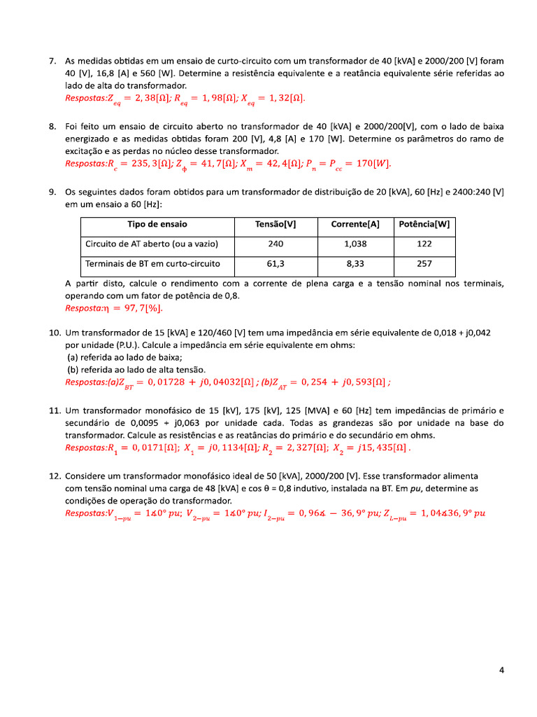 Lista Exercícios - Conversão - VA2 - PARTE 2 | PDF