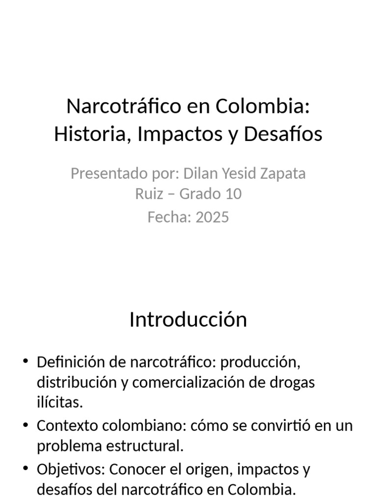 Narcotráfico en Colombia: Historia y Desafíos | PDF | Comercio ilegal ...