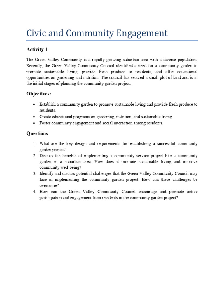 Civic and Community Engagement Activity | PDF | Community | Pakistan