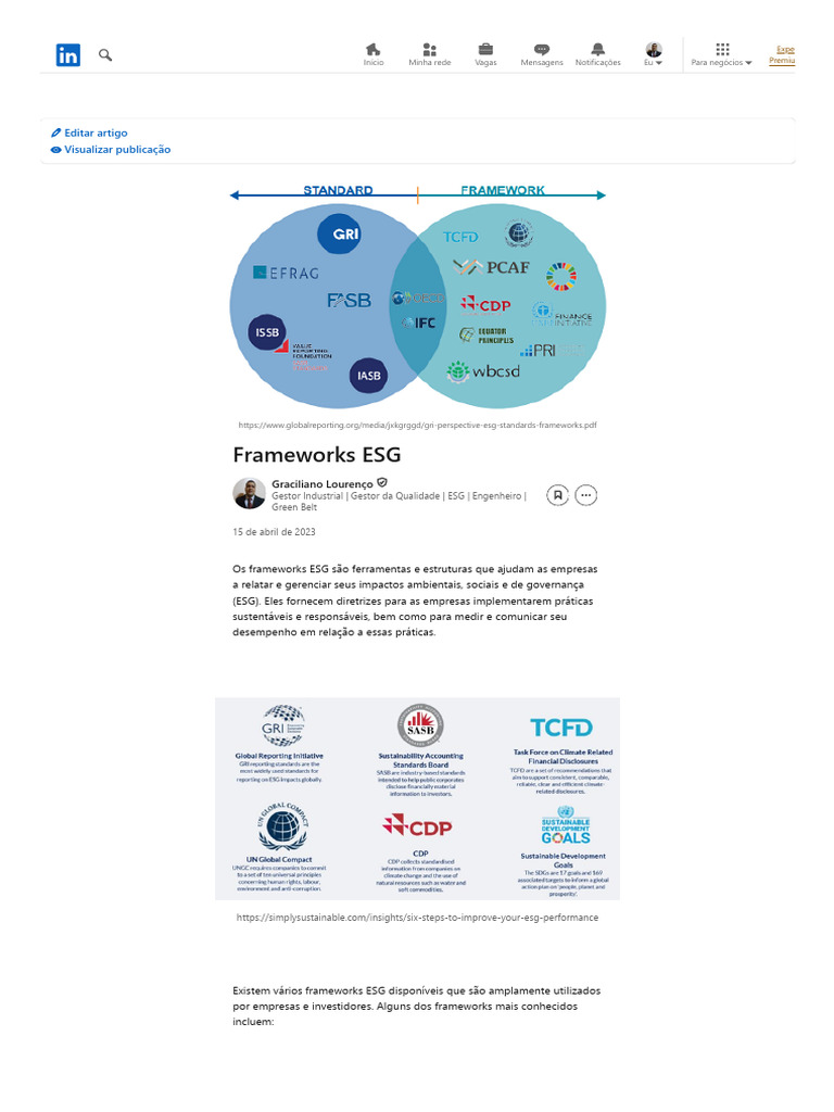 Frameworks ESG: Diretrizes e Importância | PDF | Governança | Business