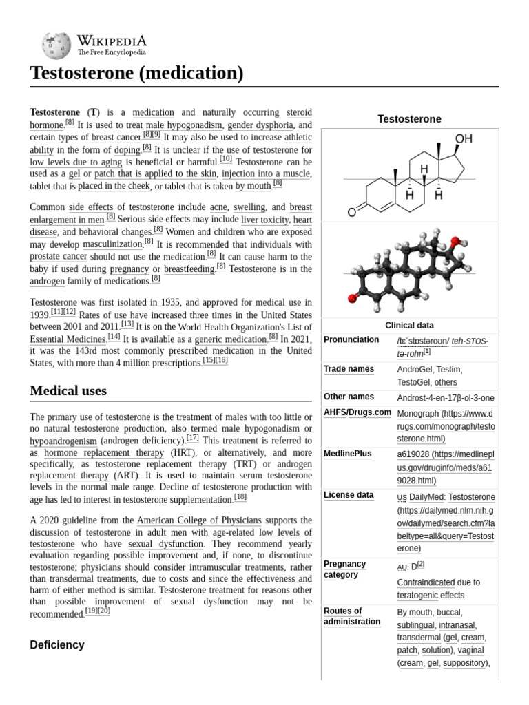 Testosterone: Uses, Benefits, and Risks | PDF | Testosterone ...
