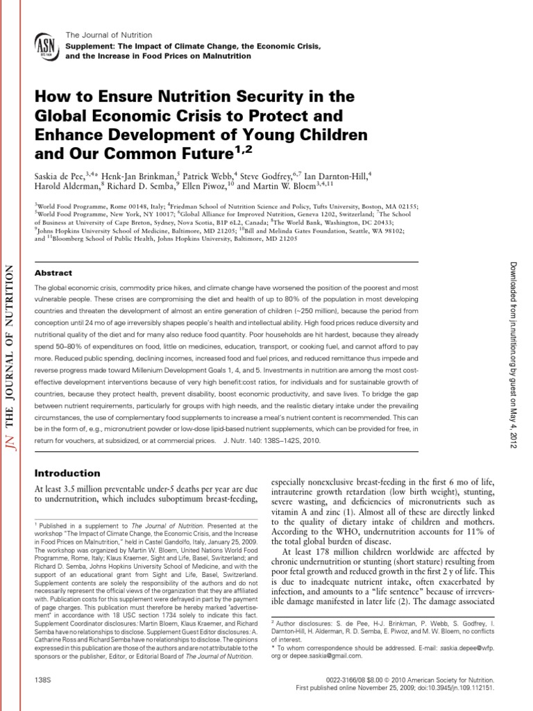 Nutrition Security Amid Economic Crisis | PDF | Malnutrition | Food ...