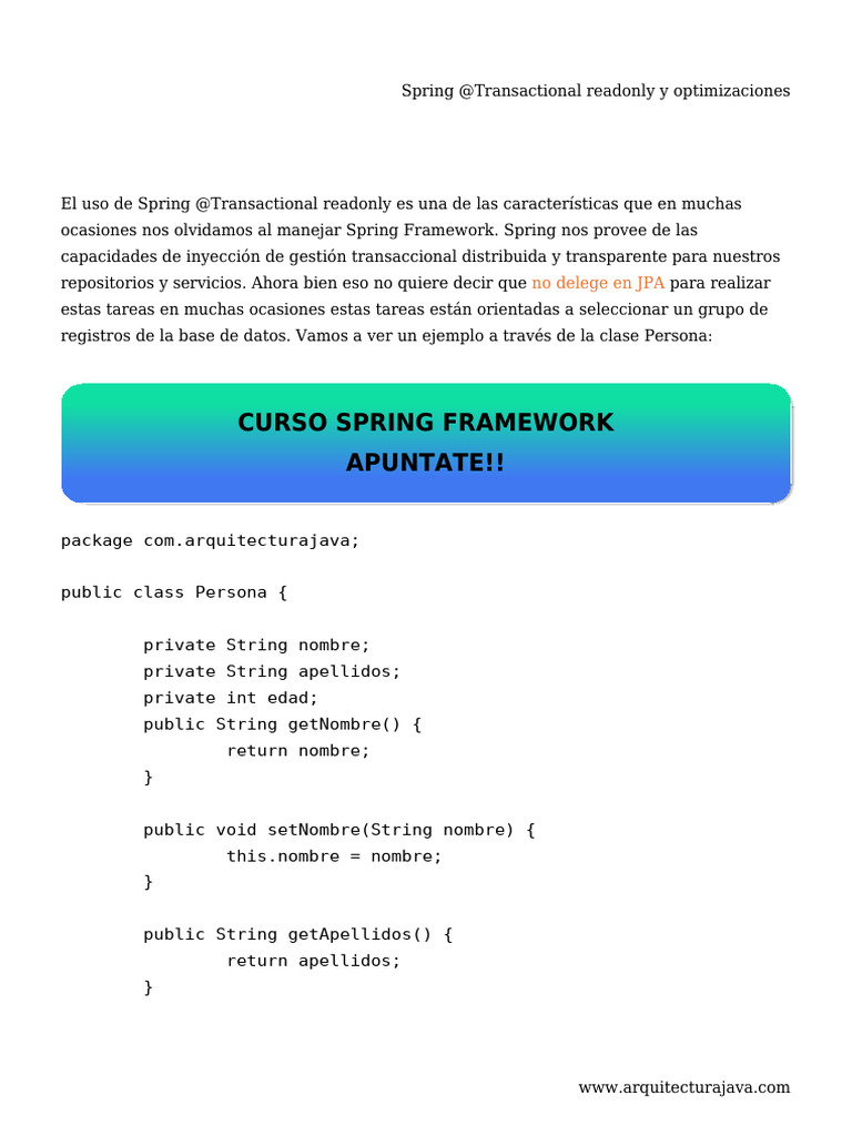 Optimización de @Transactional readonly en Spring | PDF | Ciencias de ...