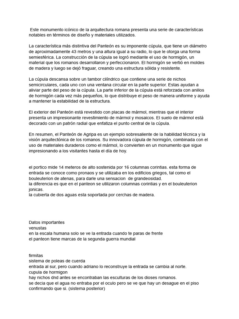 Características del Panteón de Agripa | PDF | Hazme | Elementos ...