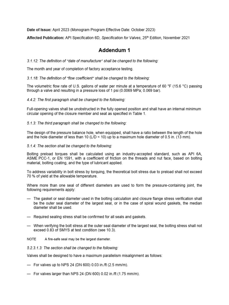 API 6D 25th Edition Updates Summary | PDF | Liquids | Applied And ...