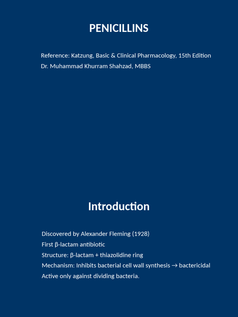 Overview of Penicillins and Their Uses | PDF | Penicillin | Beta Lactamase
