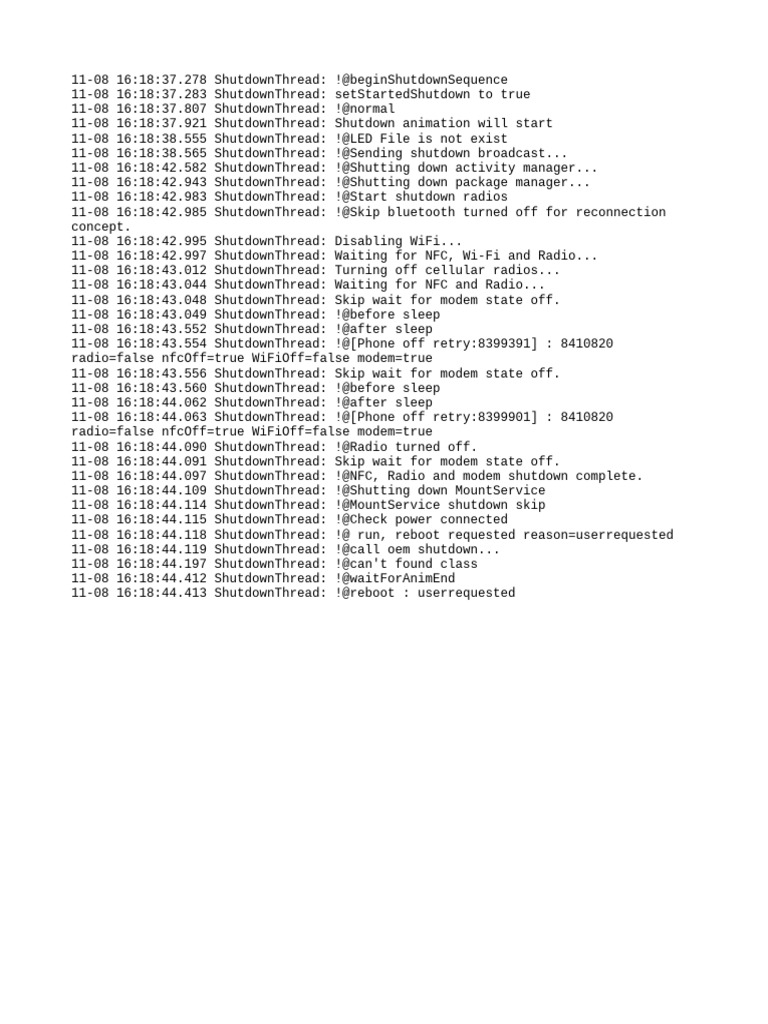 Device Shutdown Sequence Log | PDF