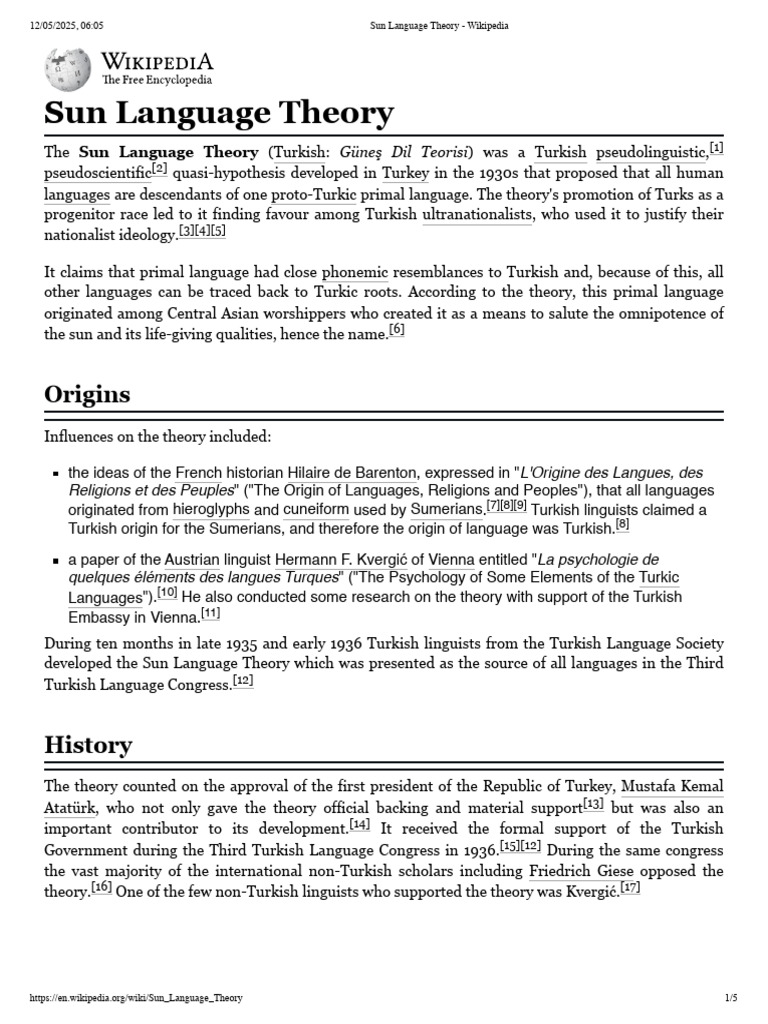 Overview of Sun Language Theory | PDF | Linguistics | Turkey