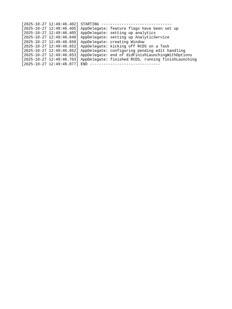 AppDelegate Initialization Log | PDF